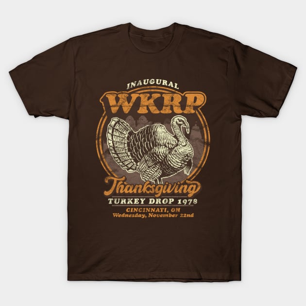 WKRP Turkey Day Vintage Worn T-Shirt by Alema Art